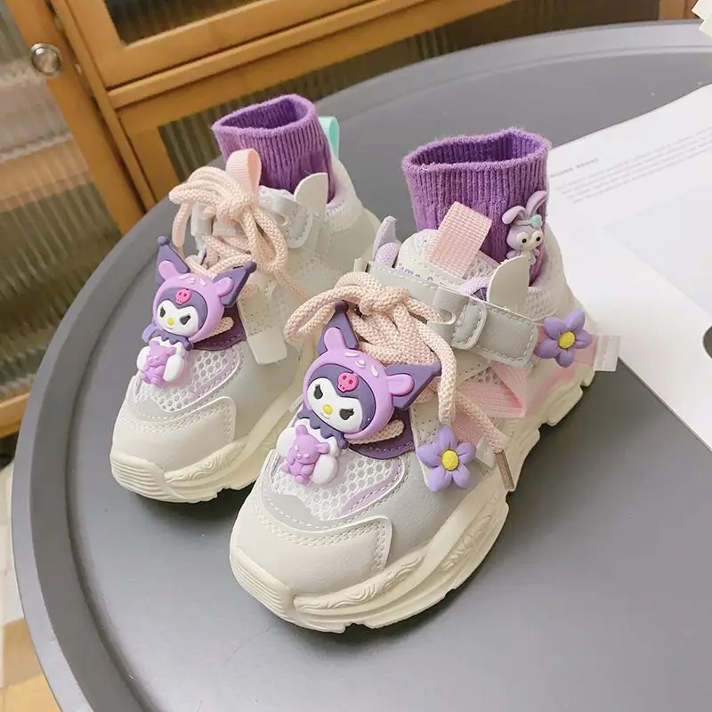 

Anime Kawaii Sanrio Kuromi Cute Cartoon Children's New Breathable Children's Sole Velcro Casual Sports Shoes Gifts for Kids