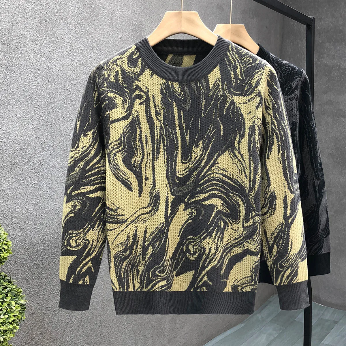 2025 вязаный свитер мужские корейские модные пуловеры осенний мужской трикотаж с