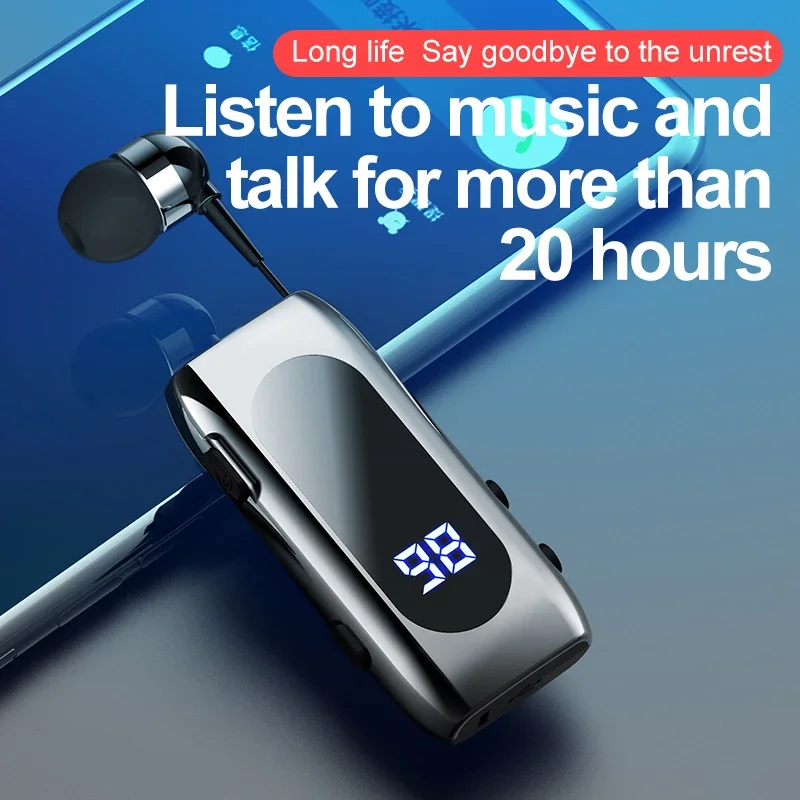 

2022 K55 Talk Time 20 Hours Bluetooth Headset BT5.2 Call Remind Vibration Sport Clip Driver Auriculares Earphone Headphones New