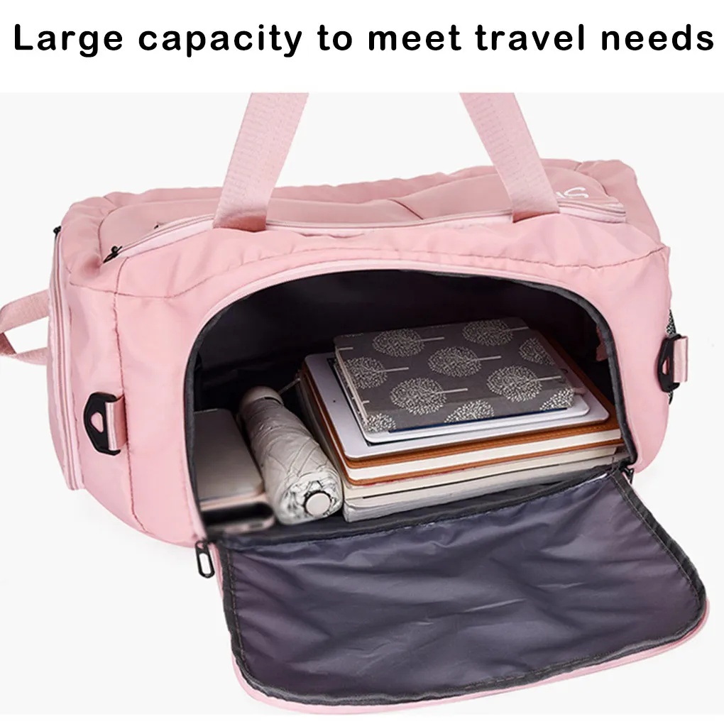 Unisex Fitness Gym Bag Travel Outdoor Sports Storage Pouch Pockets Solid Color Oxford Cloth Shoulder Backpack Green