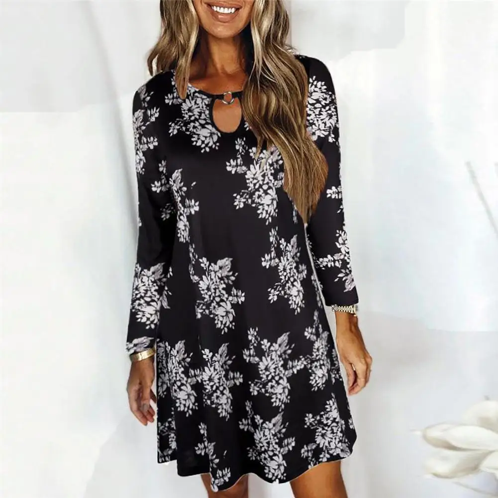 

Trendy Dress Printing Soft Texture Lady Dress Vintage Ethnic Polyester Dress