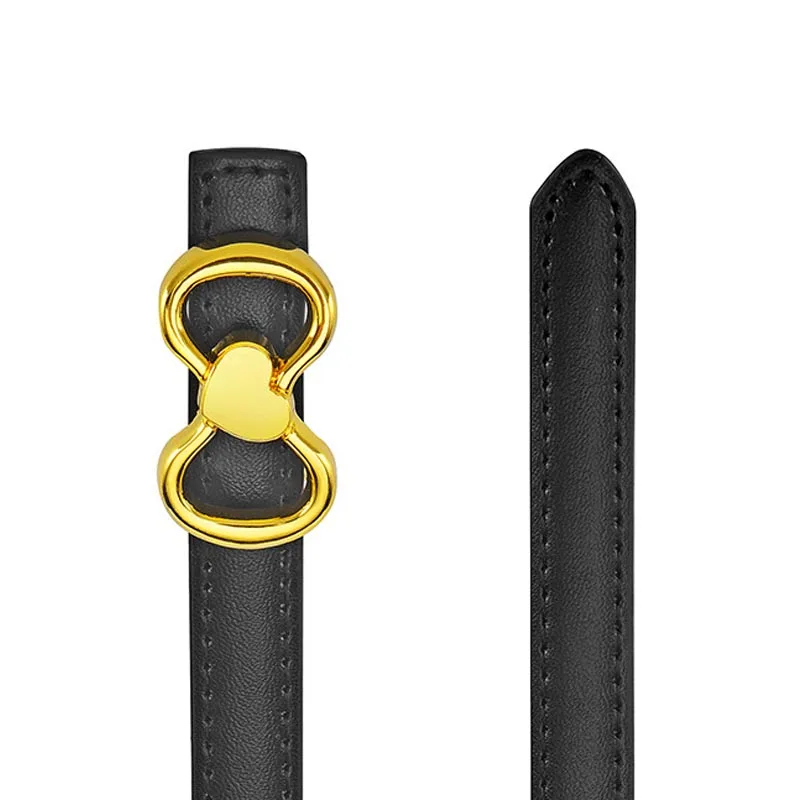 

New Unique Love Genuine Leather Belt Women Fashion Cowskin Gold Buckle Thin Belts Female Jeans Dress Waistband 2022