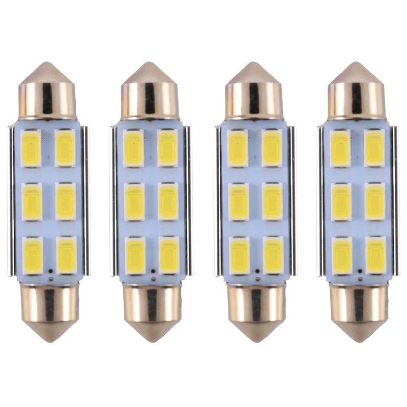 

4 X 6 LED Festoon Lamp Bulb 5630 SMD White Light DC 12V 41Mm Low Consumption