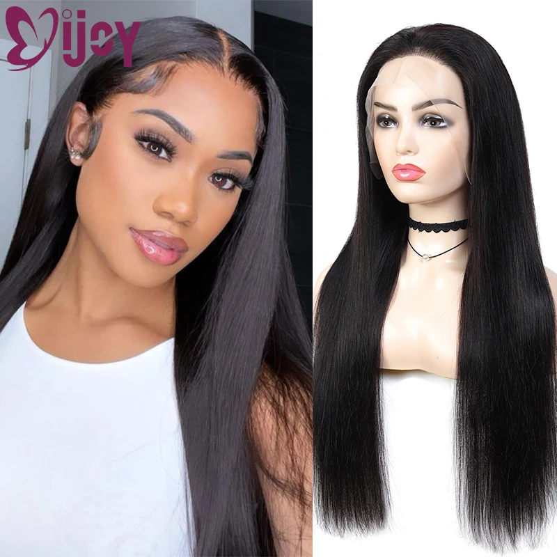 13x4 Lace Front Humam Hair Wigs Brazilian Straight Lace Closure Wigs For Black Women Natural Color Pre Plucked Wig Non-Remy IJOY