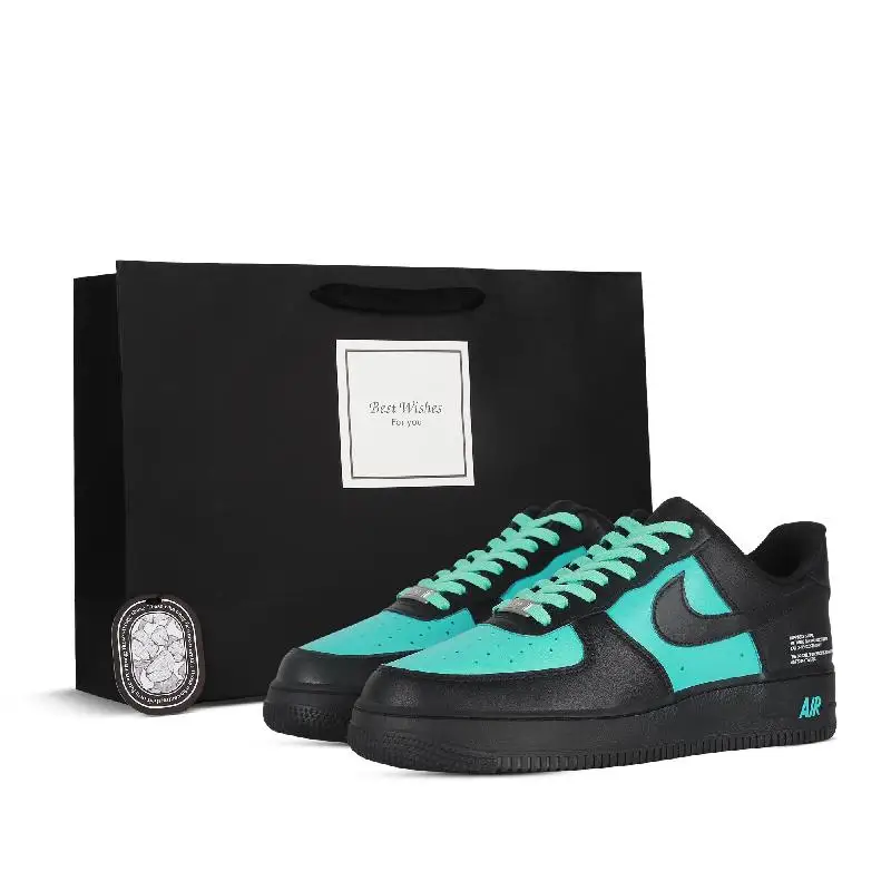 【Настроить】Nike Air Force 1 Обувь для скейтбординга Унисекс Низкие черные/зеленые