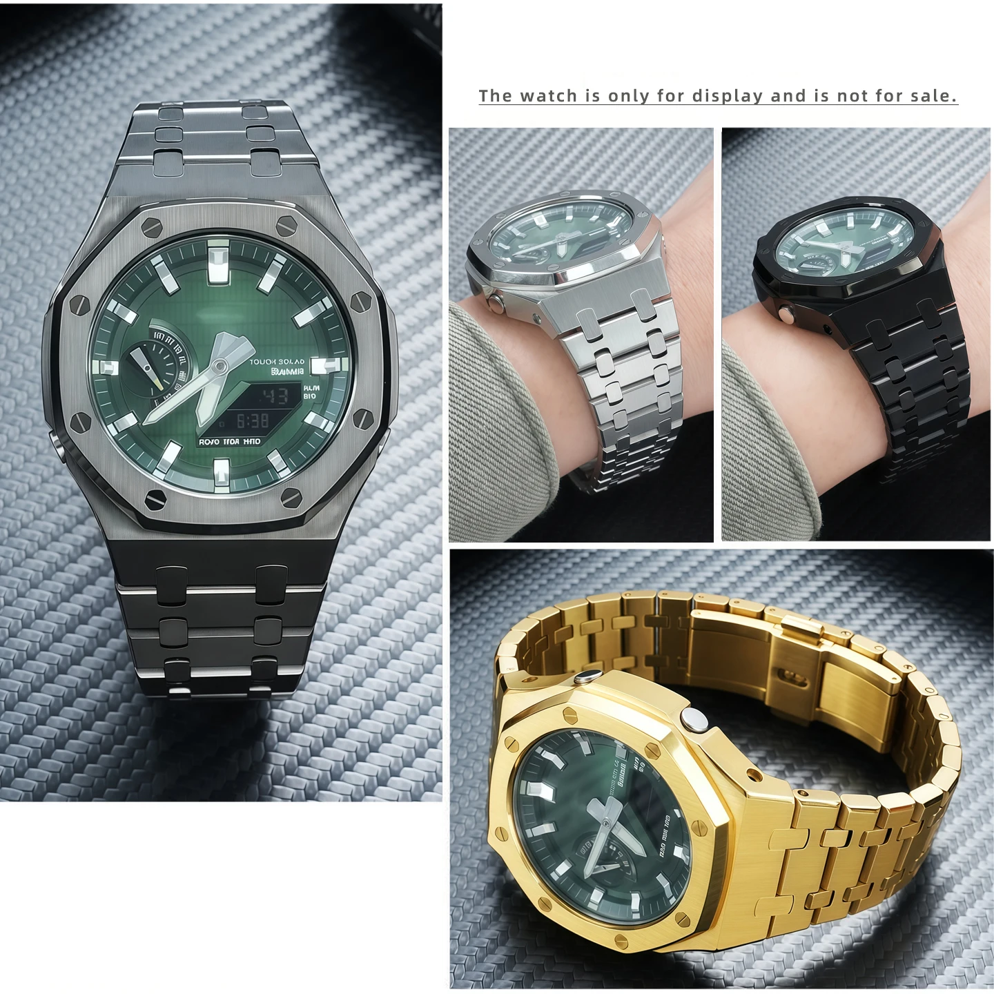 Фото Подходит для Casio Octagonal Farm Oak GM-2100/GBM-2100, корпус из нержавеющей стали + ремешок, аксессуары для модификации часов GM2100. №3