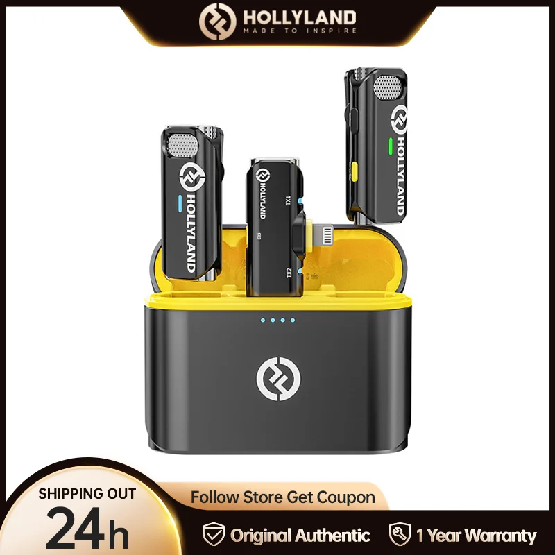 Hollyland Lark C1 MFi Сертифицированный беспроводной петличный микрофон для iPhone 11,5g 200 м Диапазон прямой трансляции Vlog беспроводной микрофон