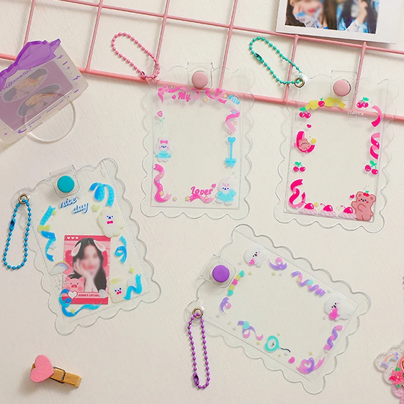 

Прозрачный акриловый держатель для кредитных карт с мультяшным рисунком, чехол для женщин и девушек, милая защита для школьных и автобусных...