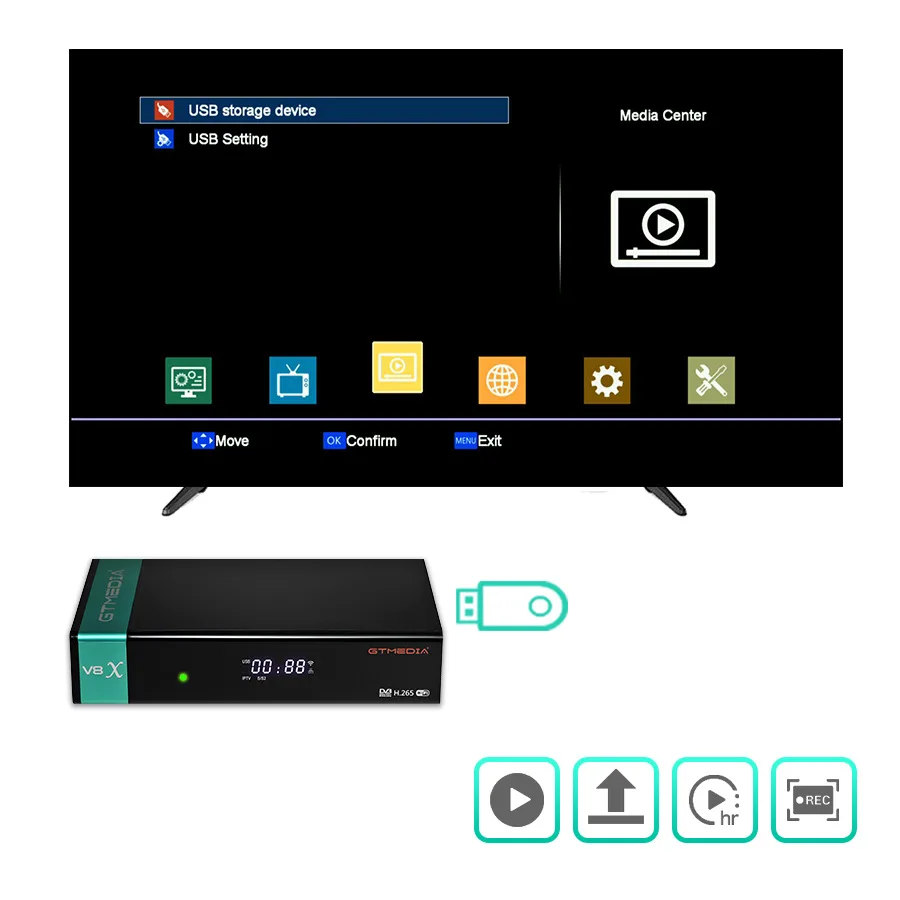 Спутниковый ресивер GTMedia V8X Bult-in WiFi со слотом для карт CA Обновление H.265 DVB-S2/S2X с