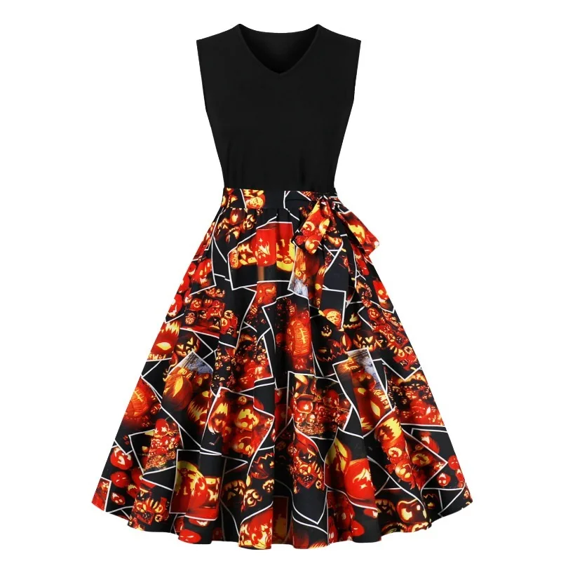 Женские Платья С Принтом На Хэллоуин В Стиле Ретро Повседневные Удобные Без