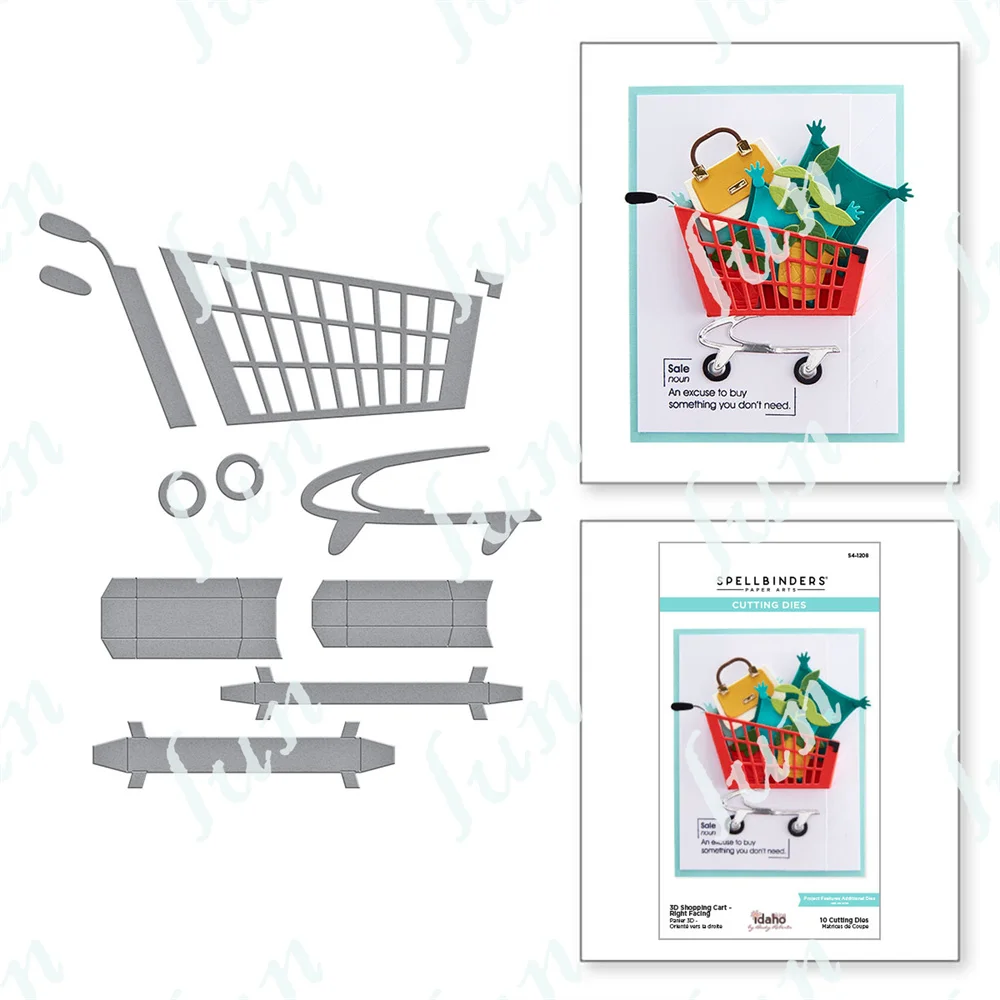 

3d Shopping Cart Right Facing Etched Metal Cutting Dies for Diy Scrapbooking Cut Stencils Maker Photo Album Handmade Decor Molds