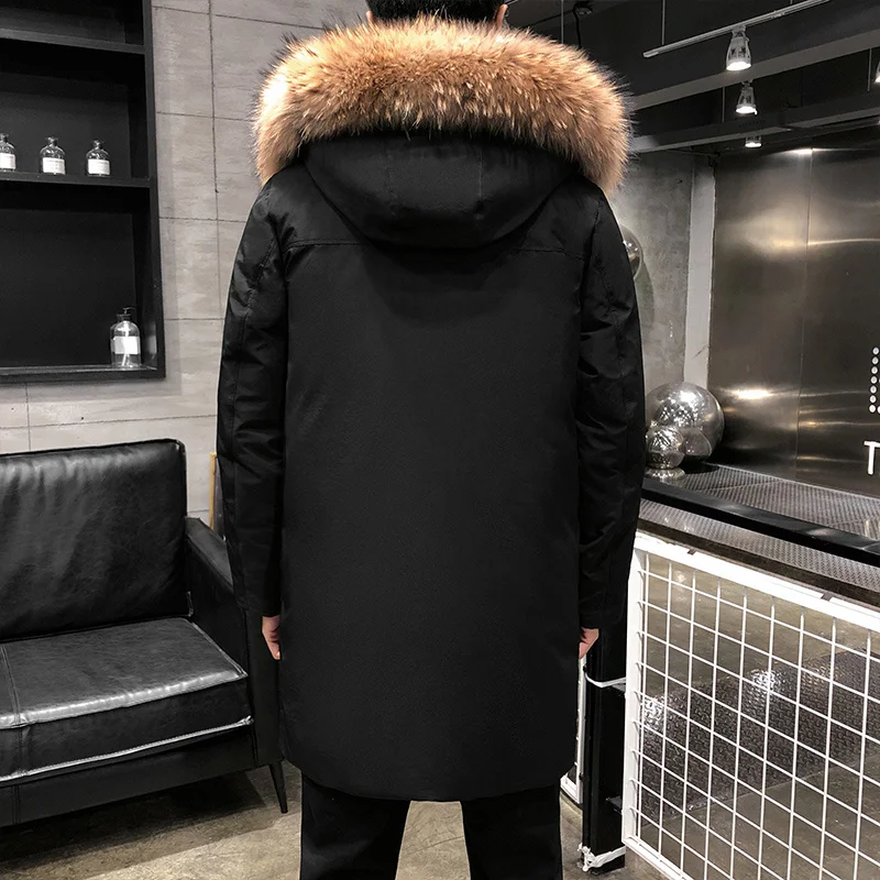 Winter Jacket Men Slim Warm Fashion Casual Thickened Down Jacket Men Korean Thicke Hooded Long Coat Mens Parker Clothes M-4XL