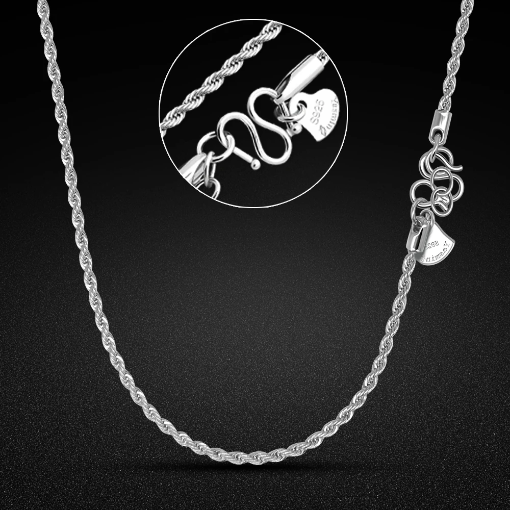 

Fashion Punk 925 Sterling Silver Necklace For Men - 2.5MM Singapore Twisted Chain - Fine Jewelry - Silver Necklace 20 Inch