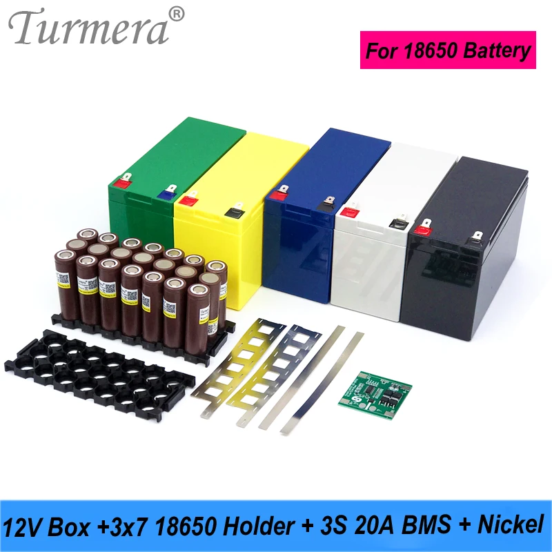 

Turmera 12V 7Ah to 23Ah Battery Storage Box 3*7 18650 Holder 20A BMS Weld Nickel Use in Replace UPS Motorcycle Lead-Acid Battery