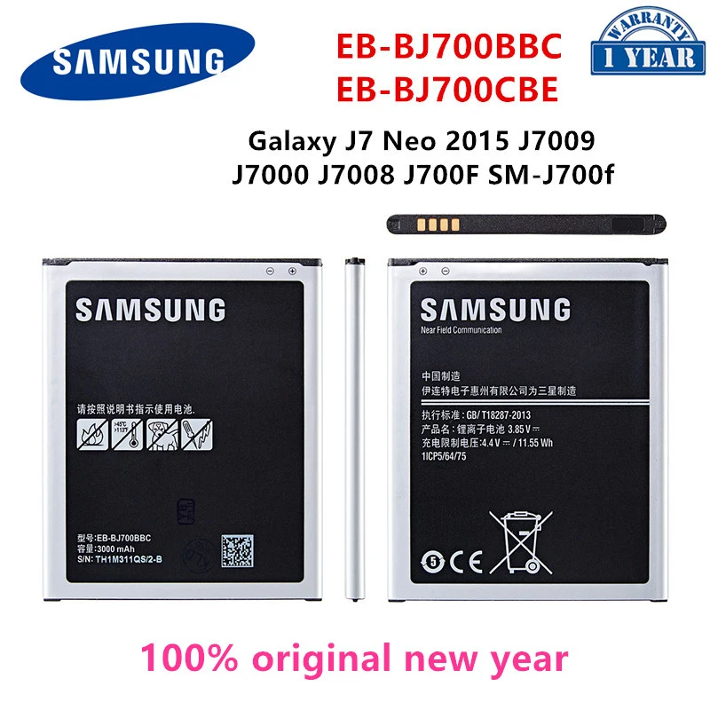 

SAMSUNG Orginal EB-BJ700BBC EB-BJ700CBE Battery 3000mAh For Samsung Galaxy J7 2015 J4 2018 J7000 J7009 J7008 J701F J700F NFC