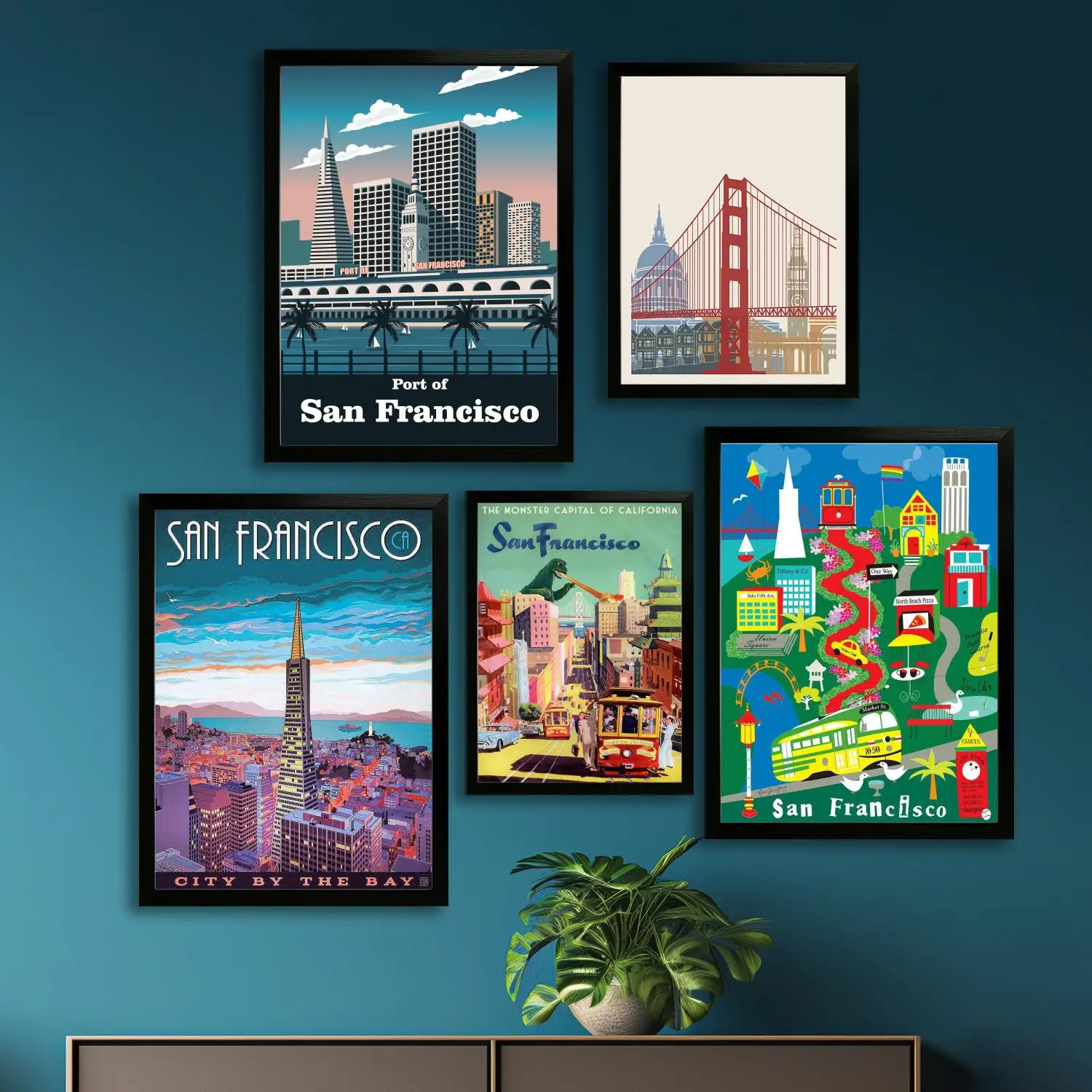 Сан-Франциско Холст Художественный постер и настенное искусство картина с