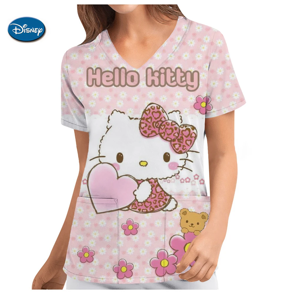 

Женская блузка с коротким рукавом и V-образным вырезом, с принтом