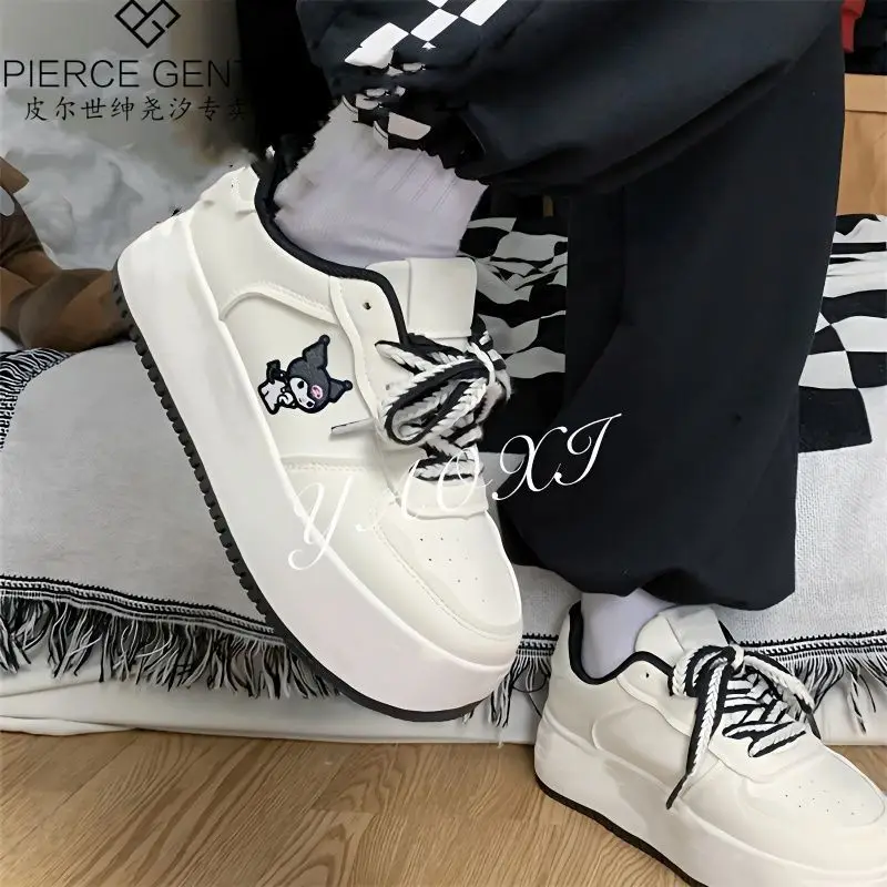 

Sanrio Anime Kawaii Kuromi Thick-Soled Women's Shoes New Campus Style All-Match Casual Bread Shoes Trendy White Shoes Gift