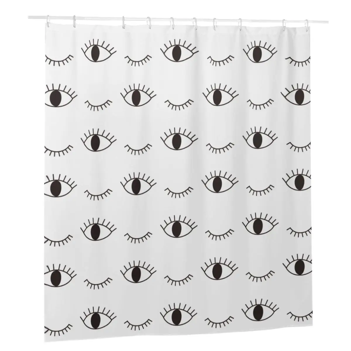 

Cute Eyes Shower Curtain Polyester Bath Curtains Wink Eyelash Open and Closed Eyes Anti-peeping Creative Curtain for Home
