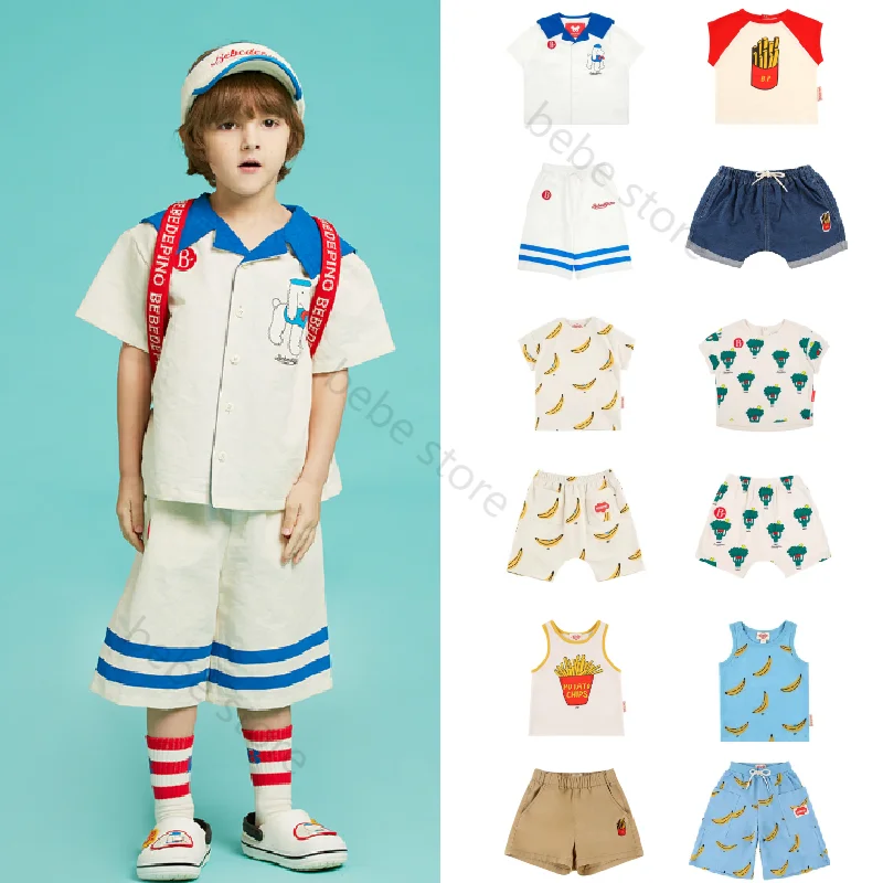 

베베베베 Summer 2023 boys and girls boys and girls cotton skin-friendly comfortable casual blue jeans jacket shirt trousers suit