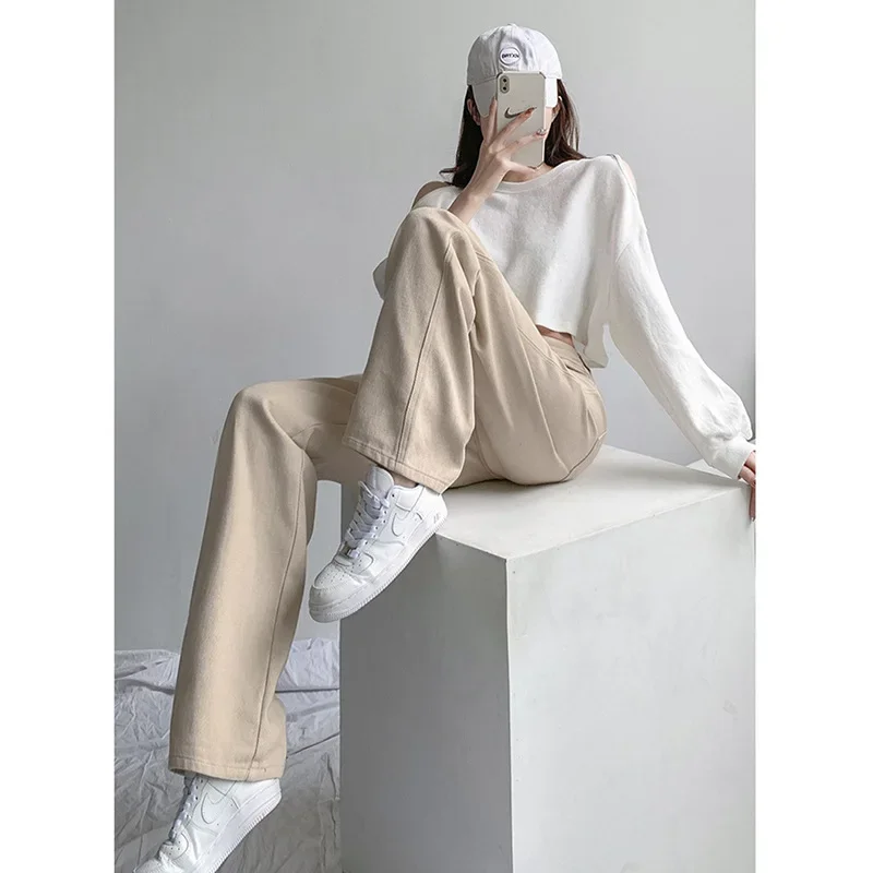 Новинка 2022 джинсы с прямыми штанинами женские повседневные брюки завышенной