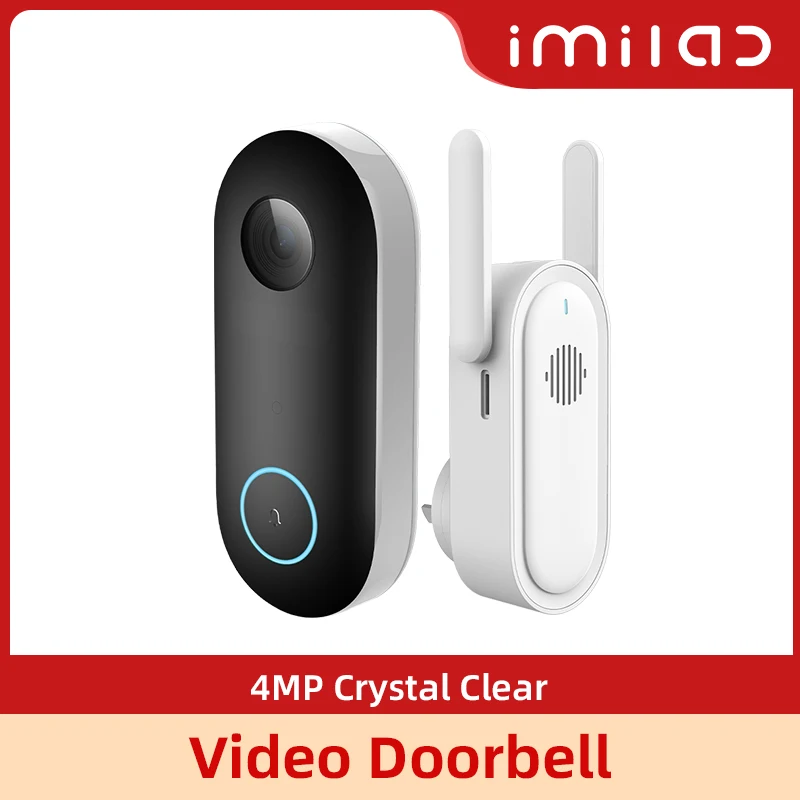Дверной звонок IMILAB 2,5 K, кристально чистый, с мгновенным оповещением, встроенным обнаружением человека, двусторонним вызовом, IP66, Противоугонная сигнализация, приложение для умного дома