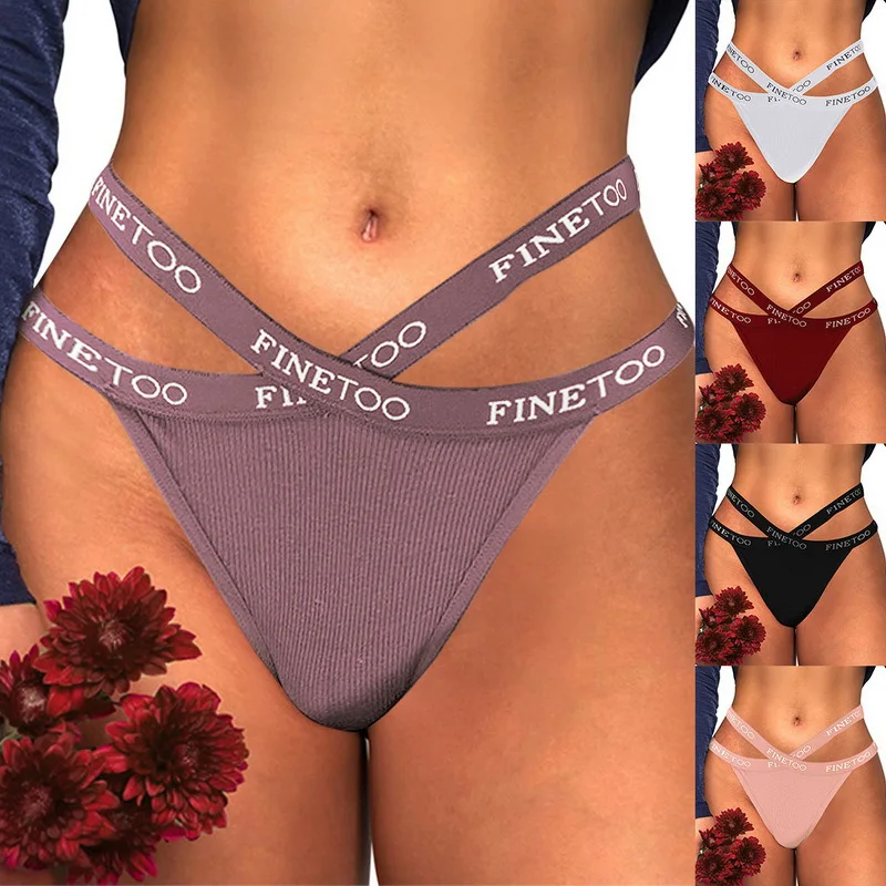

Women Sexy Low Waist Thongs Panties Female Cotton G-String Underwear Ladies Letter Belt Lingerie M-XL Girls Intimates Bikini New