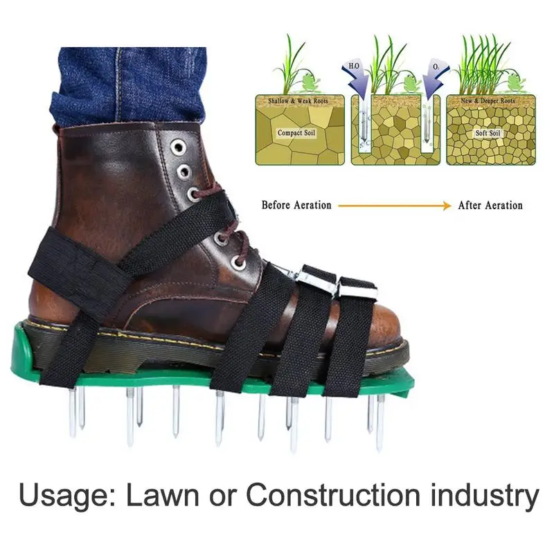 

Lawn Aerator Anti-slip Sandals With Straps Grass Aerating Tool For Garden Yard Lawns One Size Fits All