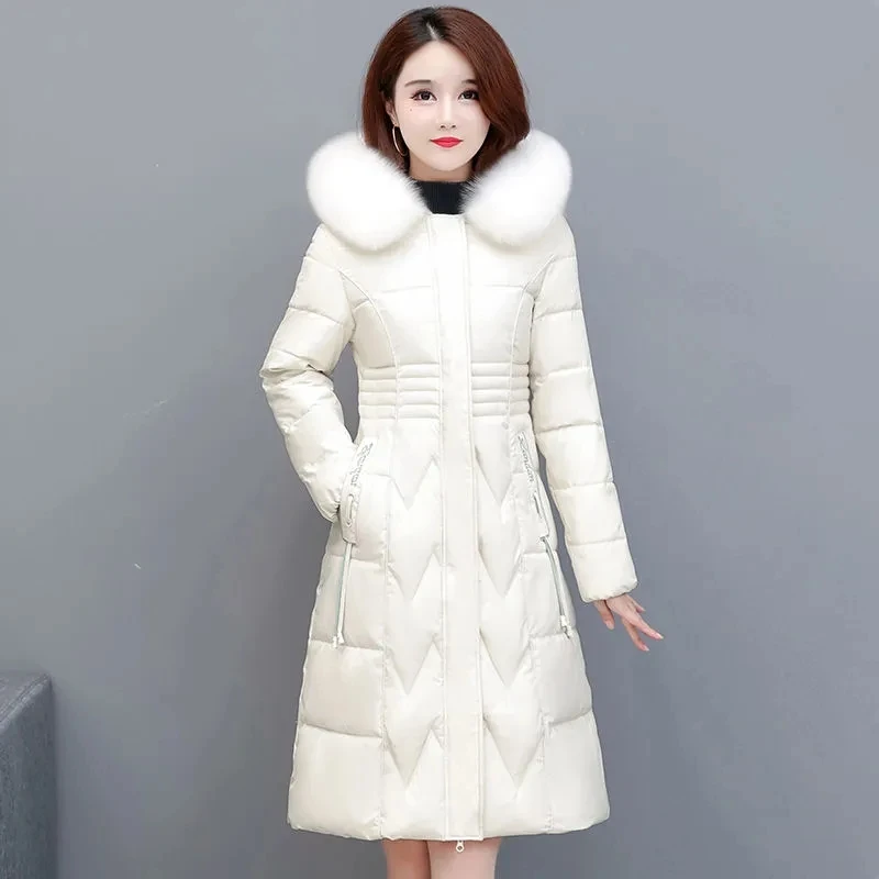 Down Jacket Womens 2022 Winter New Temperament Fashion Slim White Duck Down Coat Women Large Size Thick Fox Fur Collar Parkas