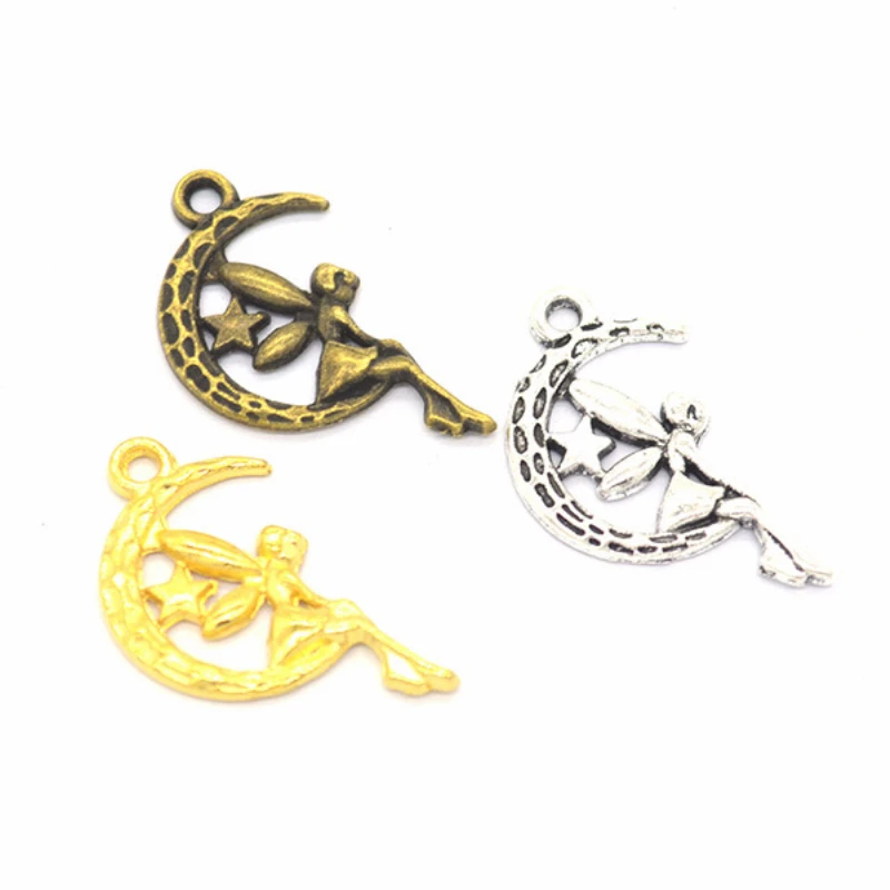 

30Pcs Vintage Fairy Angel Moon Star Charms Alloy Pendant For Diy Trendy Jewelry Making Earrings Necklace Accessories Wholesale