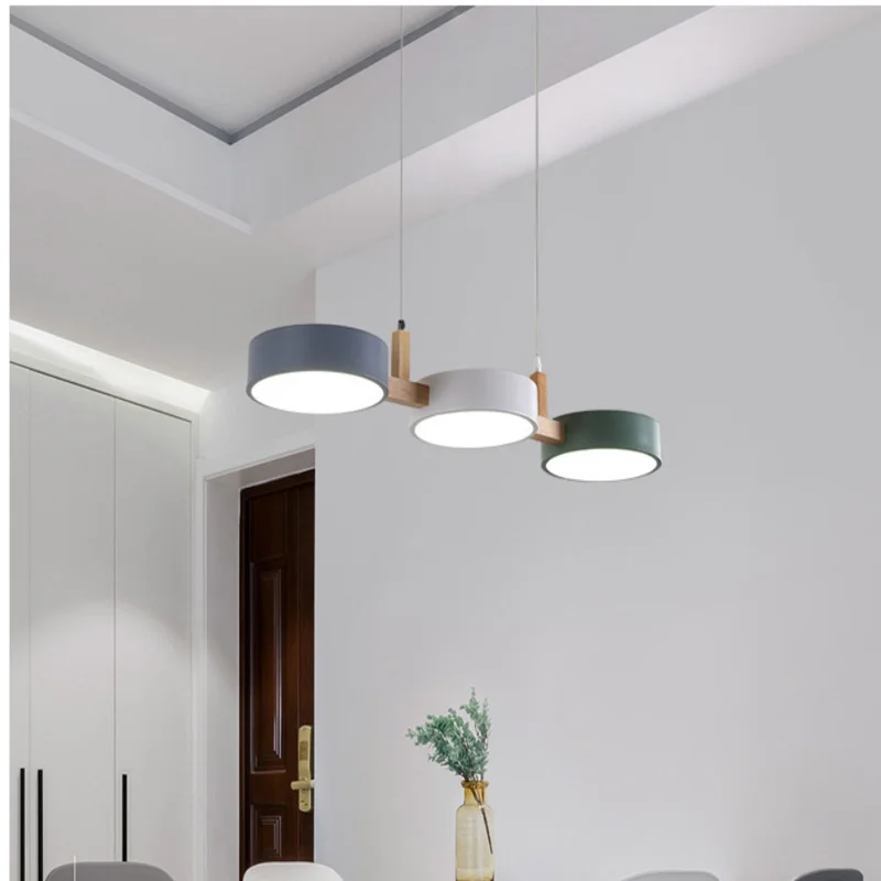 

Modern Pendant Lights Led Nordic Wood Lighting Fixture Hanging Kitchen Dining Living Bedroom Round Suspension Home Decor Lamps