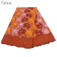 xiya 2022 high quality orange swiss voile fabric africa 5 yard embroidered cotton lace fabric for nigerian female garment sewing