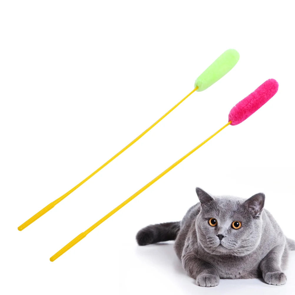 

10pcs Plush String Training Wand Cat Interactive Plush Wand Funny Stick Teaser for Cat Kitten (Random Color)