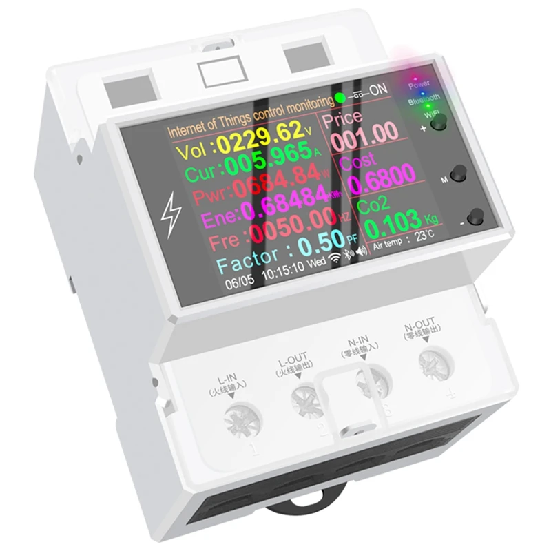 

AT4PW 100A Tuya WIFI Din Rail Meter Smart Switch Remote AC 220V 110V Digital Power Energy Volt Frequency Factor Meter