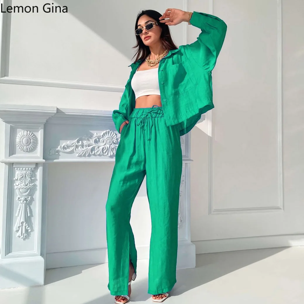 Элегантный женский спортивный костюм Lemon Gina рубашка с длинным рукавом и широкие