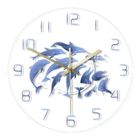Transparent Acrylic Wall Clock Dolphin Home Color Clock Marine Life Wall Clock Home Decor Kids Room Wall Clock