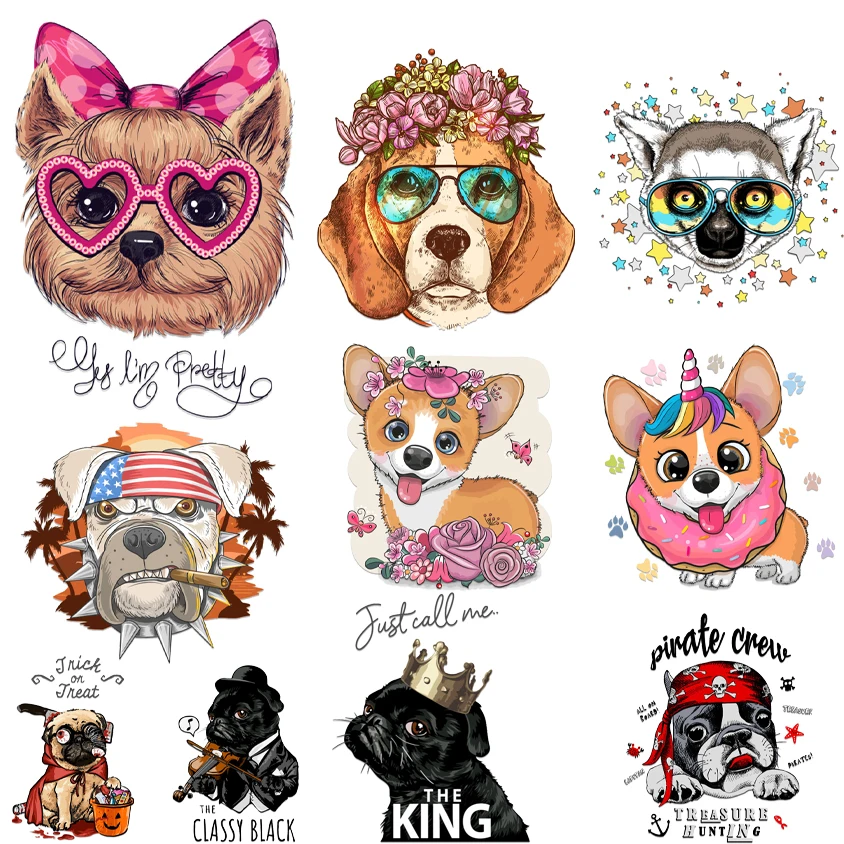 

Cartoon Cute Animals Iron on Patches Heat Transfers for Clothing Applique Textile Thermo-adhesive Vinyl Anime Patches Sticker