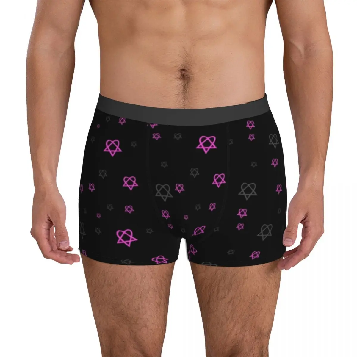 

Him Underwear HIM Heartagram Men Underpants Printed Plain Boxer Shorts Trenky Shorts Briefs Plus Size