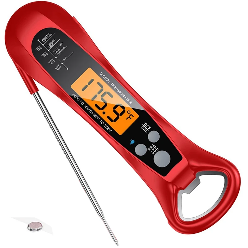 

Fast Instant Read Meat Thermometer With Backlight & Calibration. Digital Food Probe Kitchen,For Grill And Cooking