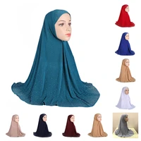 h112 high quality adults big size muslim hijab scarf with rhinestones islamic headscarf hats armia pull on headwrap ramadan gift