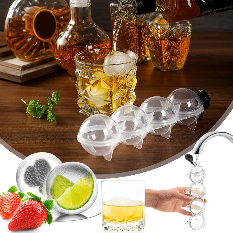 

4 Hole Ice Ball Mold Frozen Round Ice Cube Maker Whiskey Cocktail Vodka Ball Ice Mould Tray Bar Party Kitchen Tools