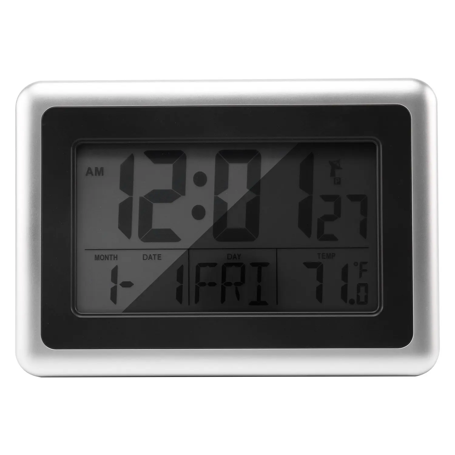 

Atomic Digital Wall Clock Large Lcd Display Battery Operated Indoor Temperature Calendar Table Standing Snooze Without Back L
