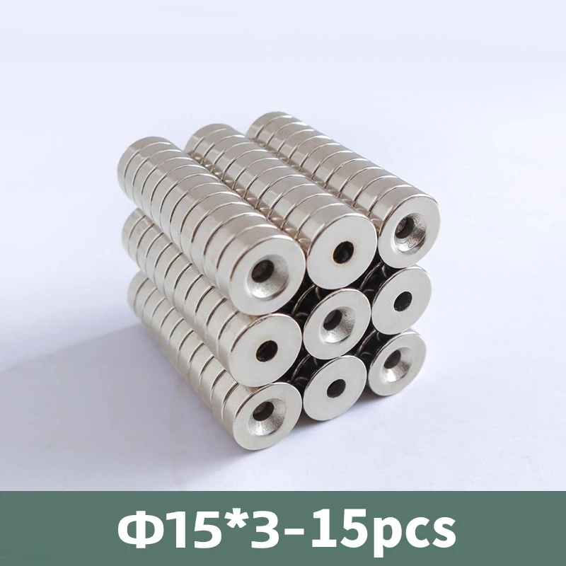 

20/50pcs Magnets Industrial Strength Round Base Small Magnets, 15x2.7 Mm Heavy Duty Disc Magnets With Countersunk Hole For Tool