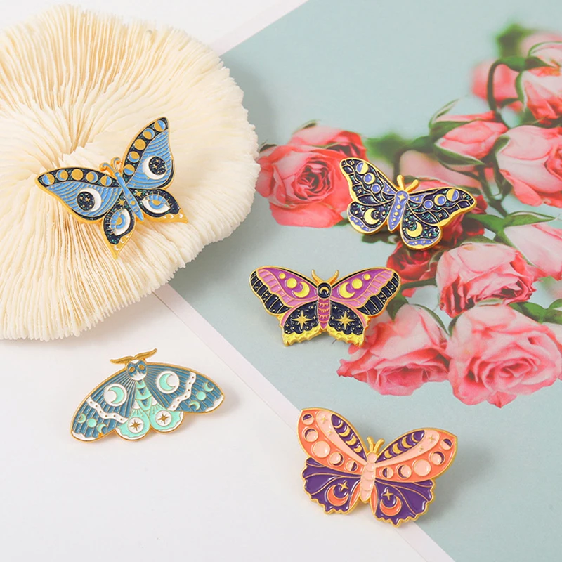 1PC Retro Butterfly Enamel Brooches Cartoon Colorful Insect Lapel Badges Pins Jewelry Gift