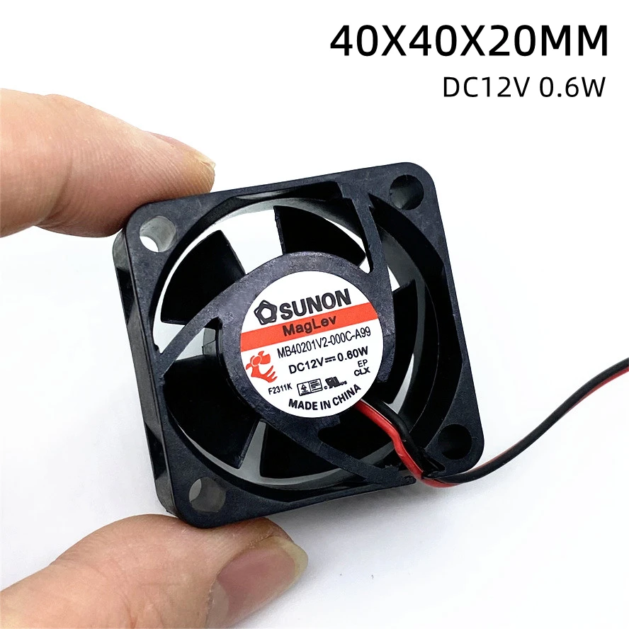 Вентилятор Sunon maglion, внешний источник питания, осевой вентилятор охлаждения, 12 В постоянного тока, 0,6 Вт, 4020, 40*40*20 мм, 2 контакта