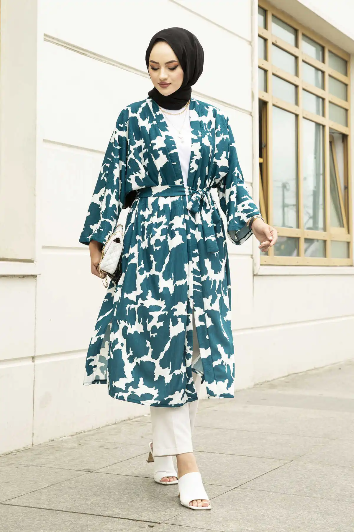 Patterned Kimono MD-Winter Autumn 2021 Muslim Women Hijab headscarf islamic Turkey