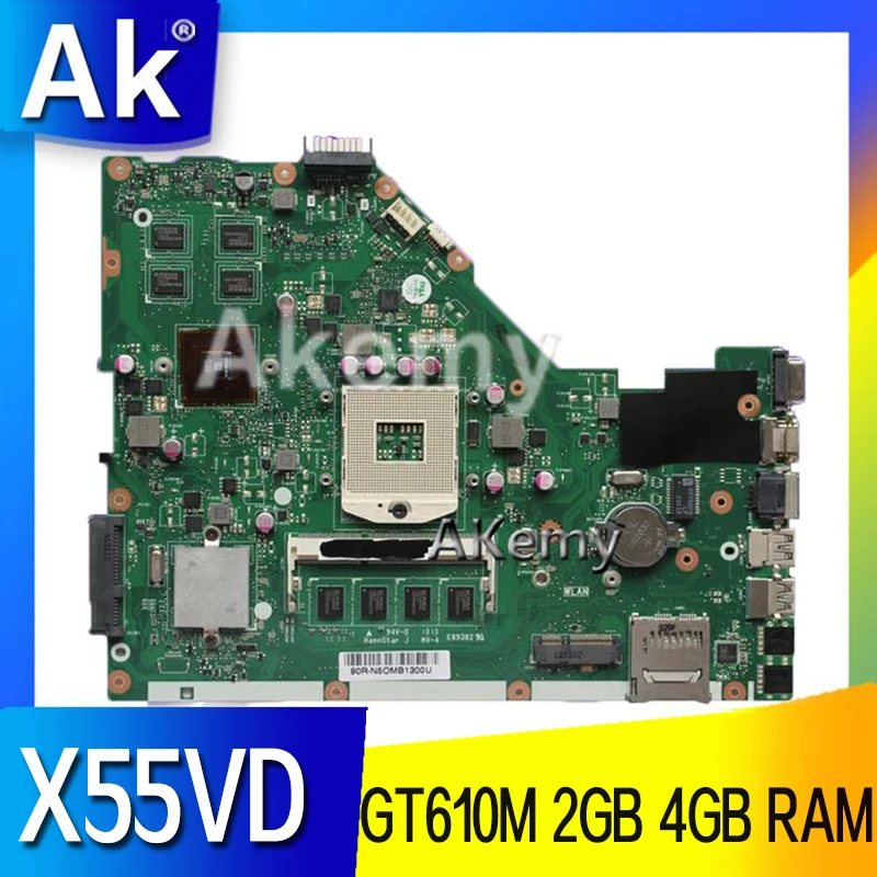 Материнская плата X55VD 2 ГБ 4 ОЗУ для Asus X55V материнская REV2.0 REV2.1 ноутбука с GT610M GPU -