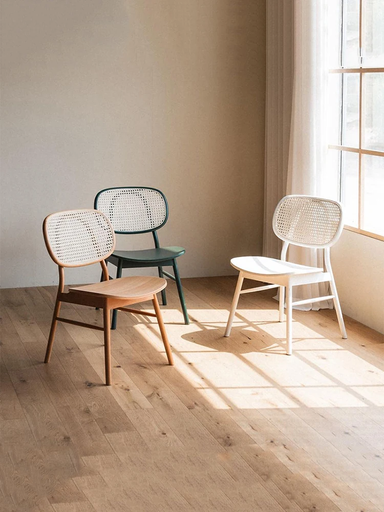 

Японский обеденный стул из массива дерева, винтажный стул из ротанга, дизайнерский Одноместный стул для маленькой квартиры, кресло для отдыха, стул для кофейни