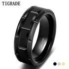 Мужской вольфрамовый обручальный браслет Tigrade 8 мм, серебристыйзолотойЧерный кирпичный узор, матовое обручальное кольцо, мужское удобное обручальное кольцо, Размер 7-13