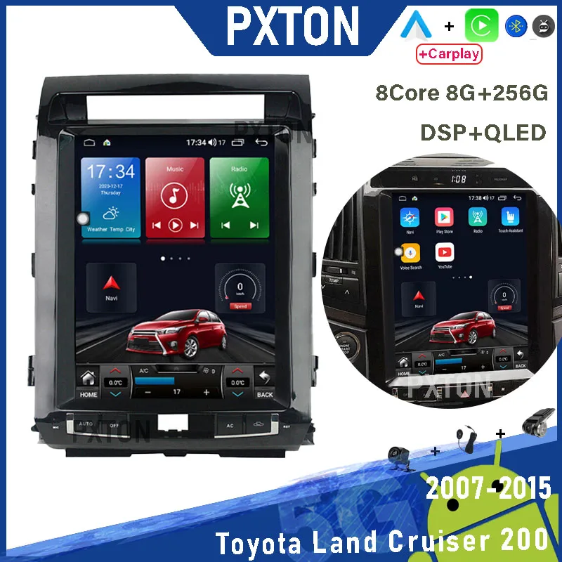 

Автомобильный мультимедийный проигрыватель pкстон, Android, стерео, экран Тесла, для Toyota Land Cruiser 200 2007- 2015 Carplay Auto 8G + 128G WIFI